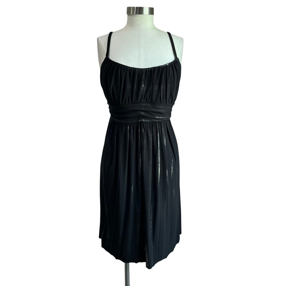 Deb Y2K Black Silver Babydoll Dress 1X Party Club Metallic Mini Plus Size
